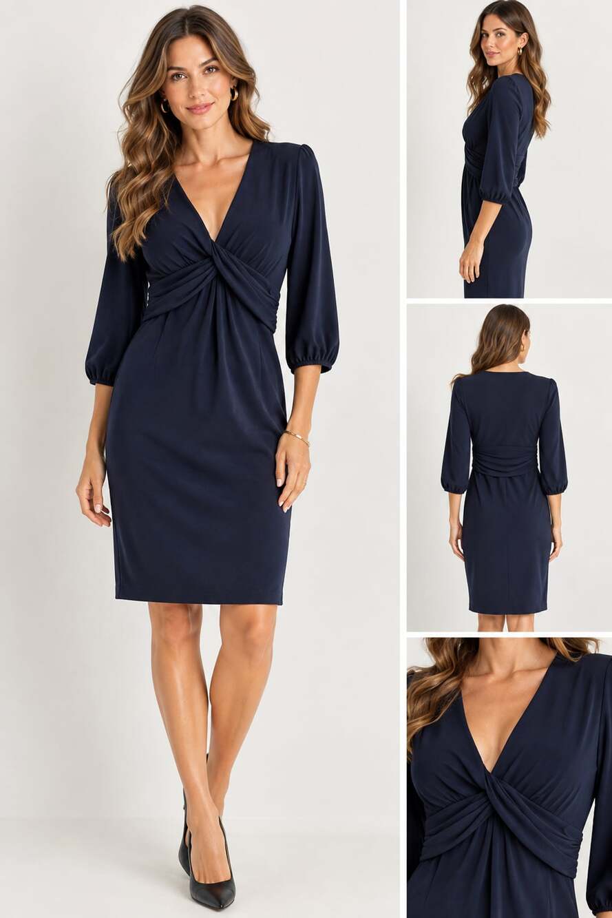 Laundry By Shelli Segal Twist Front Dress Navy Size 0